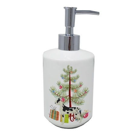 Carolines Treasures 7 x 3.5 in. Great Dane Christmas Tree Ceramic Soap Dispenser CK3542SOAP